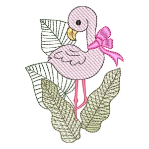Flamingo with Flowers (Quick Stitch) Embroidery Design