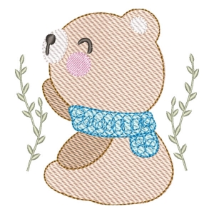 Bear with Scarf (Quick Stitch) Embroidery Design