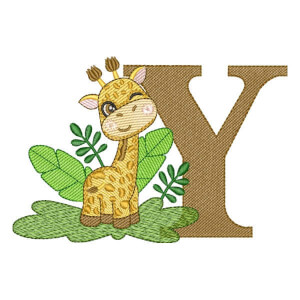 Alphabet Safari Giraffe Letter Y Embroidery Design