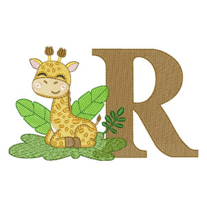 Alphabet Safari Giraffe Letter R Embroidery Design