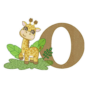 Alphabet Safari Giraffe Letter O Embroidery Design