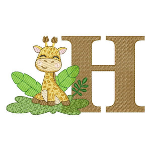 Matriz de bordado Alfabeto Girafa Safari Letra H