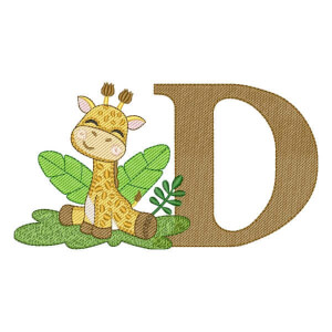 Matriz de bordado Alfabeto Girafa Safari Letra D