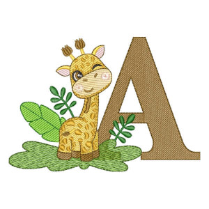 Matriz de bordado Alfabeto Girafa Safari Letra A