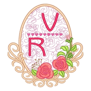 Floral Frame with Initials Embroidery Design