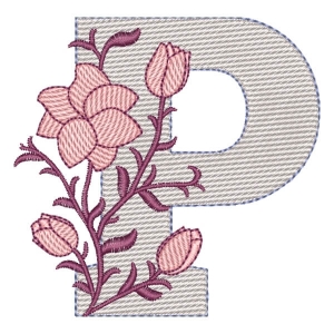 Matriz de bordado Monograma com Floral Letra P