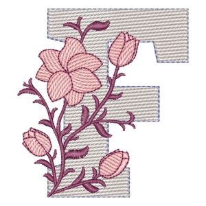 Monogram with Flower Letter F Embroidery Design