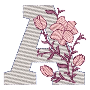 Matriz de bordado Monograma com Floral Letra A
