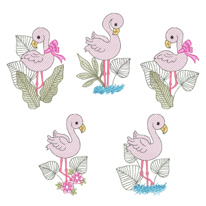 Flamingos with Flowers (Quick Stitch) Design Pack
