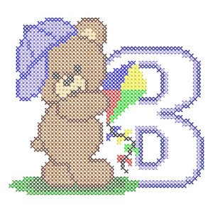 Alphabet Teddy Bear Letter B (Cross Stitch) Embroidery Design