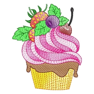 Red Fruit Cupcake (Rippled) Embroidery Design