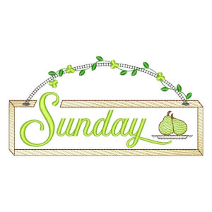 Sunday with Pear Embroidery Design