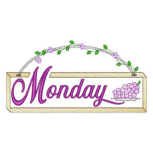 Monday with Grapes Embroidery Design