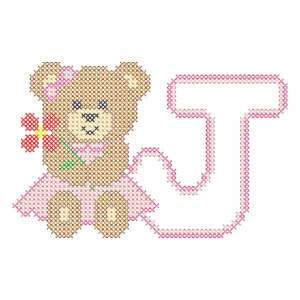 Alphabet Teddy Bear Letter J (Cross Stitch) Embroidery Design