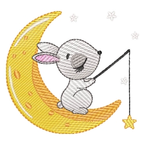 Bunny on the Moon (Quick Stitch) Embroidery Design