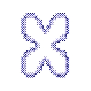Matriz de bordado Alfabeto Simples Letra x (Ponto Cruz)