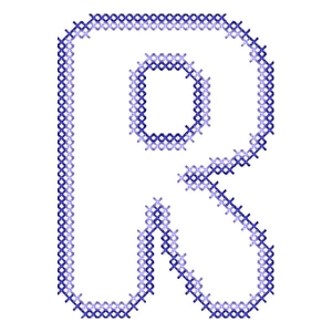 Matriz de bordado Alfabeto Simples Letra R (Ponto Cruz)