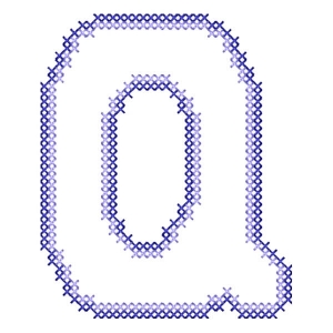Matriz de bordado Alfabeto Simples Letra Q (Ponto Cruz)