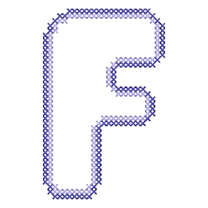 Matriz de bordado Alfabeto Simples Letra F (Ponto Cruz)