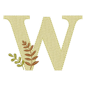 Monogram with Branches Letter W Embroidery Design