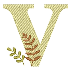 Monogram with Branches Letter V Embroidery Design