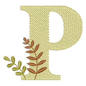 Monogram with Branches Letter P Embroidery Design