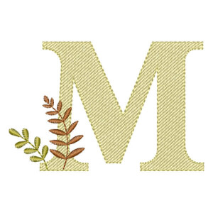 Monogram with Branches Letter M Embroidery Design