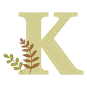 Monogram with Branches Letter K Embroidery Design