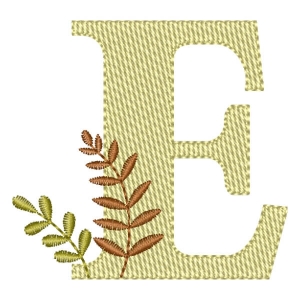 Monogram with Branches Letter E Embroidery Design