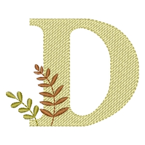 Monogram with Branches Letter D Embroidery Design