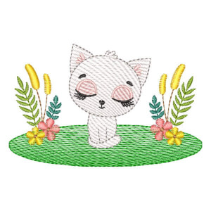 Cat in the Garden (Quick Stitch) Embroidery Design