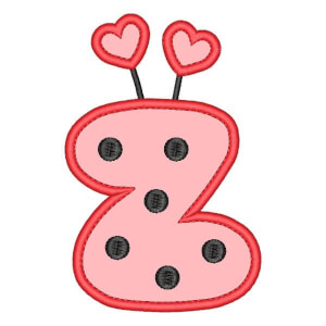 Ladybug Alphabet Letter Z (Applique) Embroidery Design