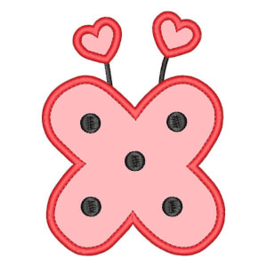 Ladybug Alphabet Letter X (Applique) Embroidery Design