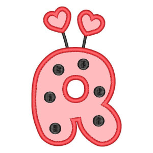 Ladybug Alphabet Letter R (Applique) Embroidery Design