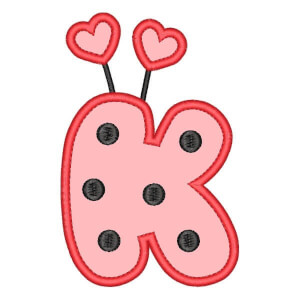 Ladybug Alphabet Letter K (Applique) Embroidery Design