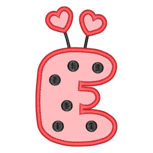 Ladybug Alphabet Letter E (Applique) Embroidery Design