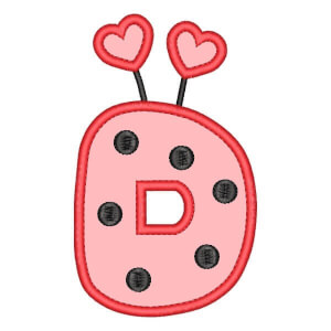 Ladybug Alphabet Letter D (Applique) Embroidery Design
