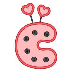 Ladybug Alphabet Letter C (Applique) Embroidery Design