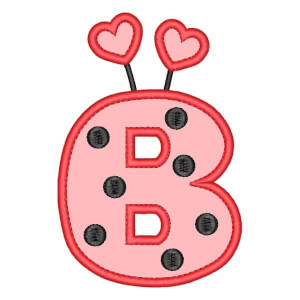 Ladybug Alphabet Letter B (Applique) Embroidery Design
