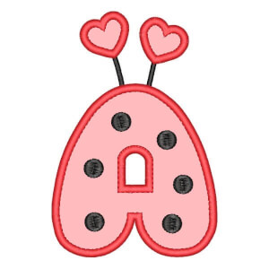 Ladybug Alphabet Letter A (Applique) Embroidery Design