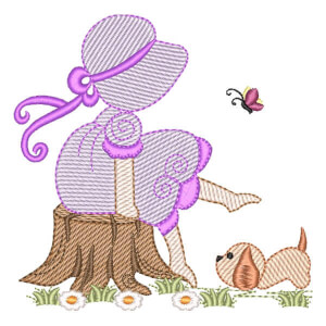 Sunbonet Sue with Puppy (Quick Stitch) Embroidery Design