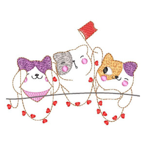 Contour Cats Embroidery Design