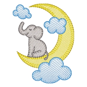 Elephant on the Moon (Quick Stitch) Embroidery Design