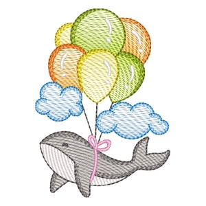 Whale in the Sky (Quick Stitch) Embroidery Design