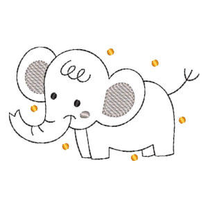 Contour Cute Elephant Embroidery Design