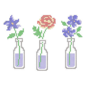 Flowers in the Bottle (Cross Stitch) Embroidery Design
