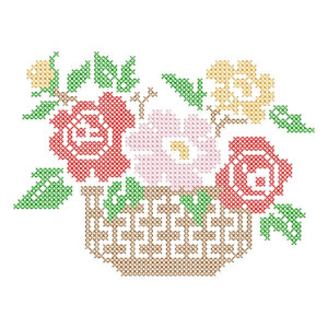 Basket of Flowers (Cross Stitch) Embroidery Design