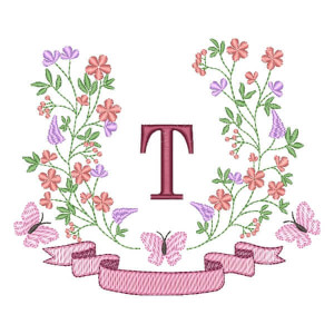 Initial in Frame Embroidery Design