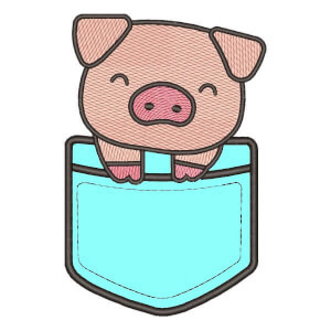 Pig in the Pocket (Applique) Embroidery Design