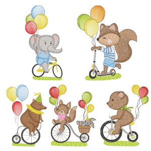 Animals with Balloons (Quick Stitch) Design Pack